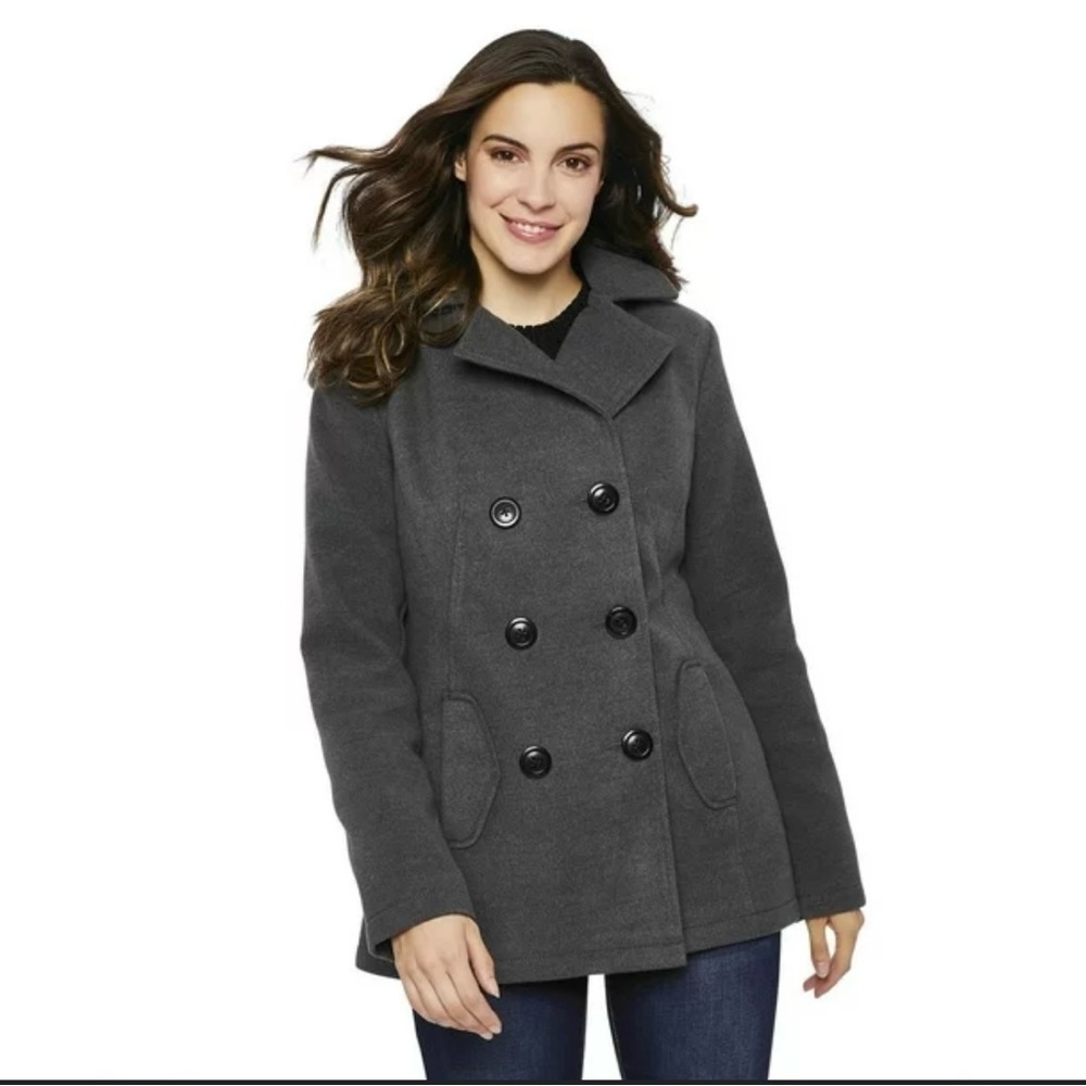 Croft & Barrow Wool Womens Long Sleeves Double Breasted Coat Jacket Size M